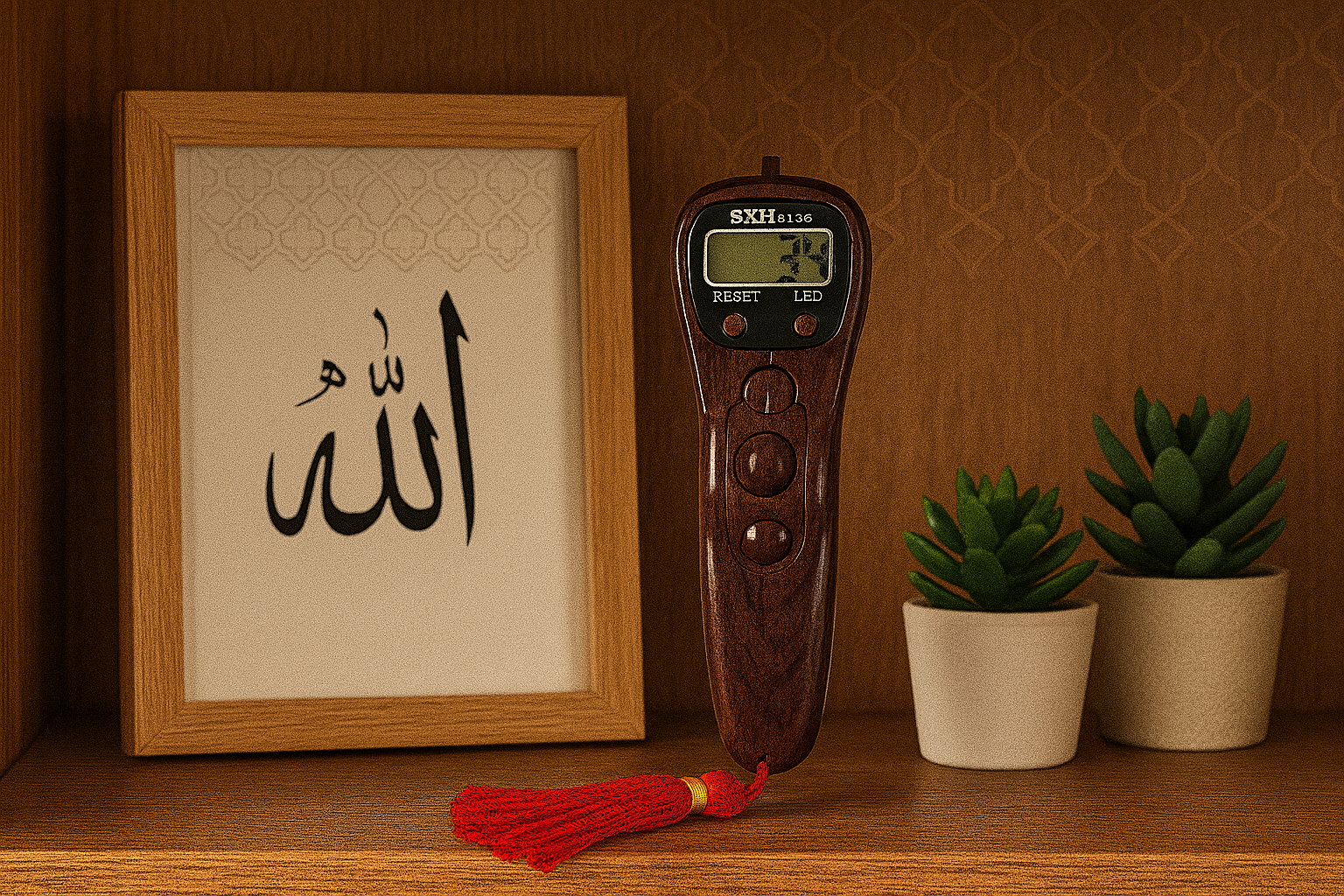 Al-Firdaws Beads – Dark Walnut Digital Tasbih